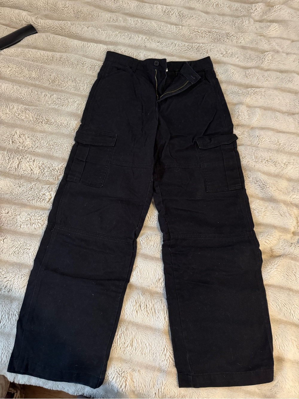 Divided Black Cargo Pants with Utility Pockets